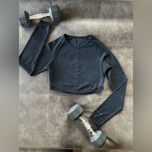Gymshark X Whitney Simmons-Black Long Sleeve Crop Top